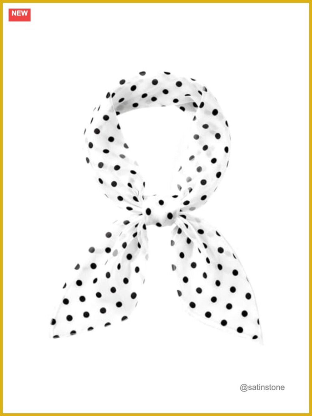 Chiffon Polka Dot Square Scarf 1950s Retro Sheer Hair Tie Neckerchief Women